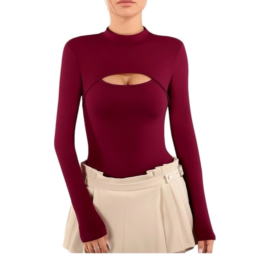 NWT Ladies Leotard Cut Out Front Center Long Sleeved